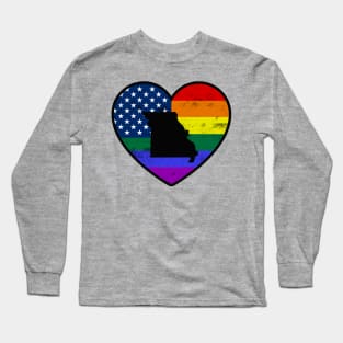 Missouri United States Gay Pride Flag Heart Long Sleeve T-Shirt